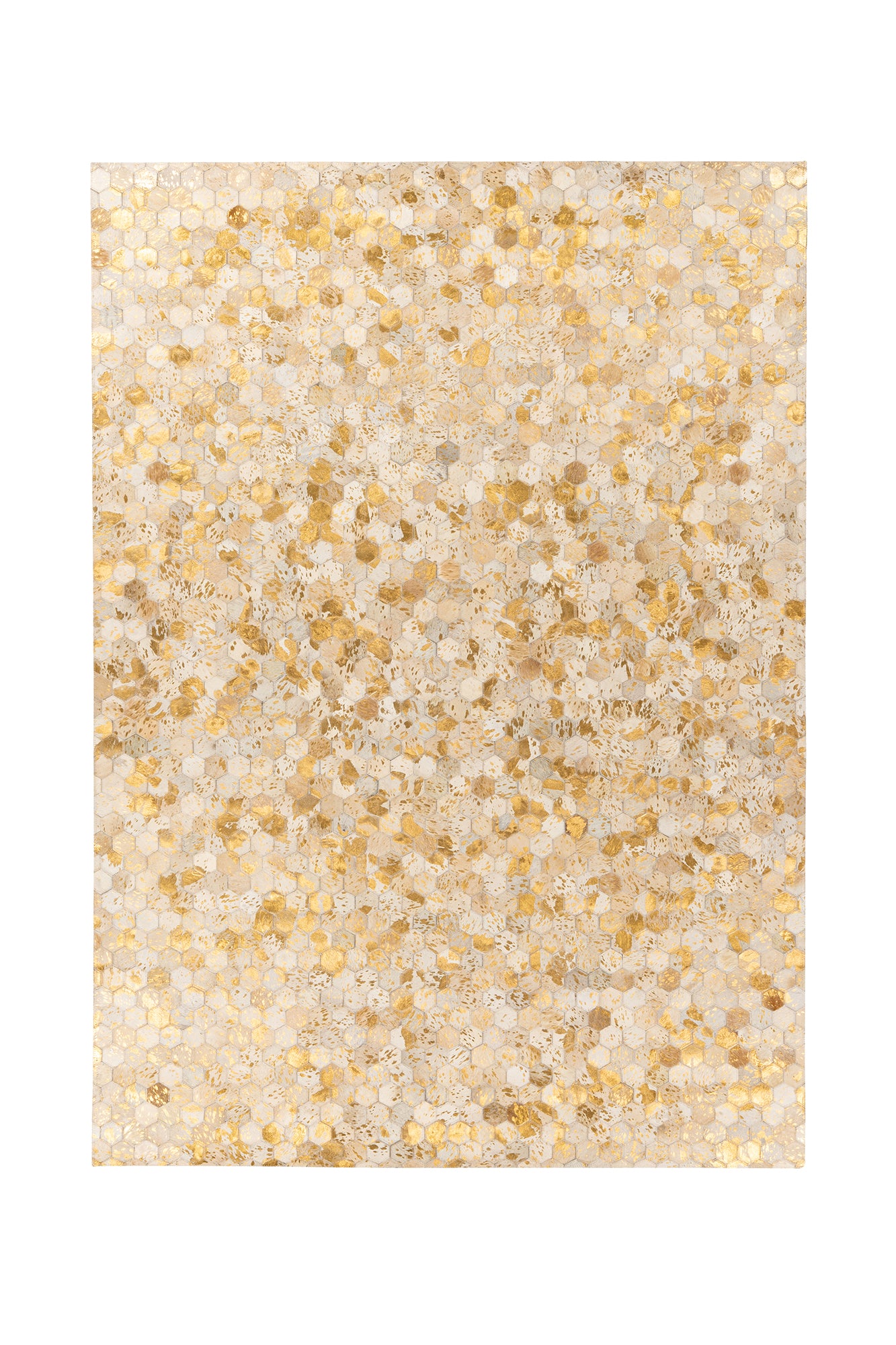 Bovenaanzicht van het luxe Lanvin 1025 vloerkleed in goud, crème en grijs tinten