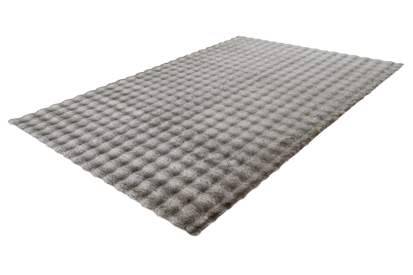 Zijaanzicht van vloerkleed My Calypso in taupe – modern design van zacht polyester met luxe structuur