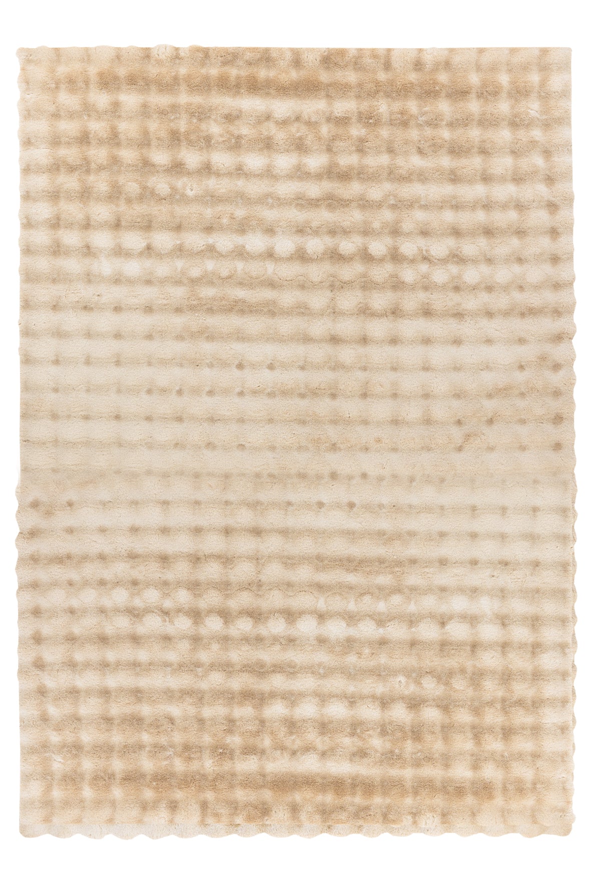 Vloerkleed My Aspen beige in top-down aanzicht met ribbelstructuur.