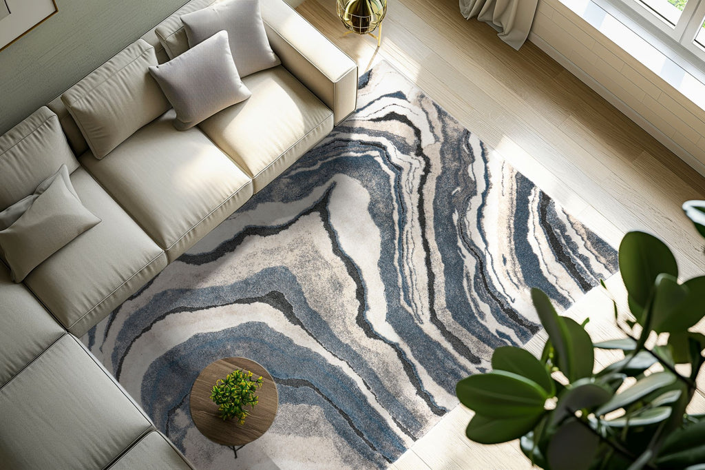 Vloerkleed Bologna 461 blauw – machinegeweven en zacht van Lalee.Avenue