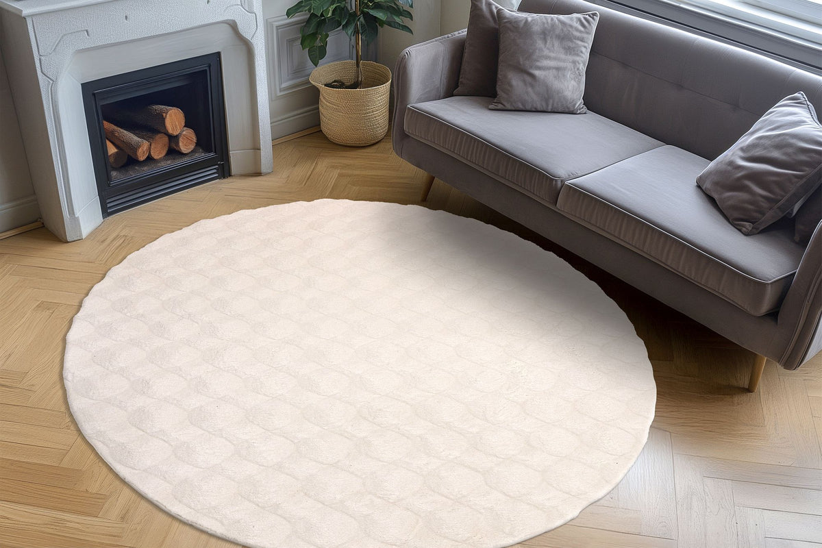 Vloerkleed Diamond Cut 800 Rond crème – machinegeweven en zacht van Lalee.Avenue