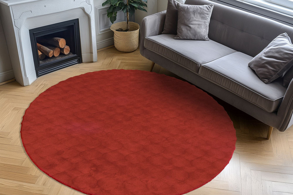 Vloerkleed Diamond Cut 800 Rond rood – machinegeweven en zacht - Lalee.Avenue