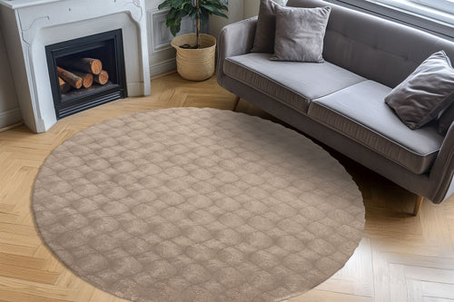 Vloerkleed Diamond Cut 800 Rond taupe – machinegeweven en zacht - Lalee.Avenue