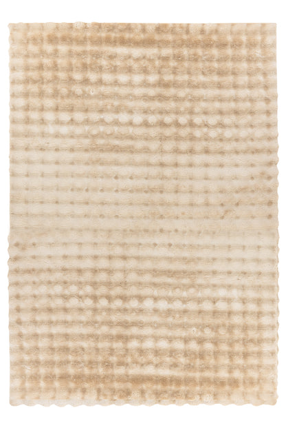 Vloerkleed My Aspen beige in top-down aanzicht met ribbelstructuur.