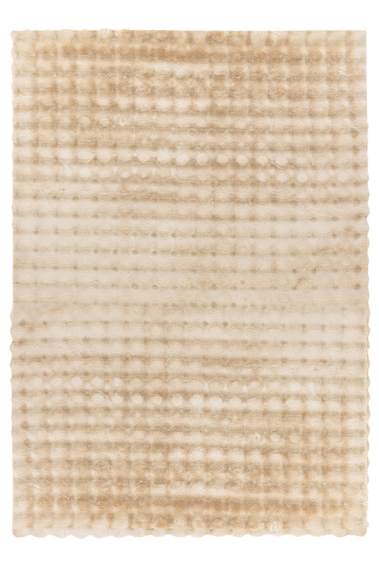 Vloerkleed My Aspen beige in top-down aanzicht met ribbelstructuur.